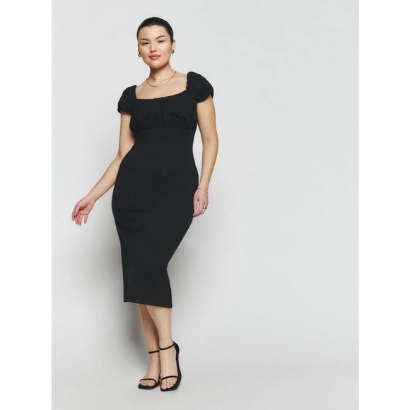 Reformation Dresses & Skirts - Reformation Black Alora Knit Midi Dress Size Small